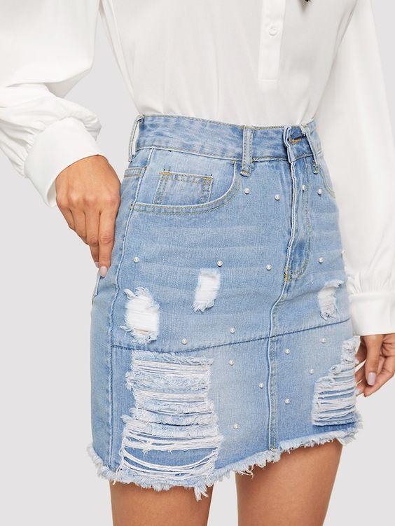 High Waisted Denim Skirt - Boho Buys