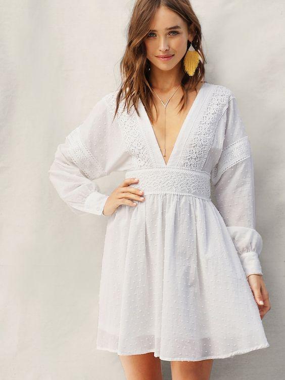 White Cotton Backless Dress - Boho Buys