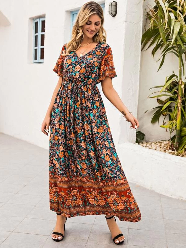 Boho Print Long Maxi Dress - Boho Buys