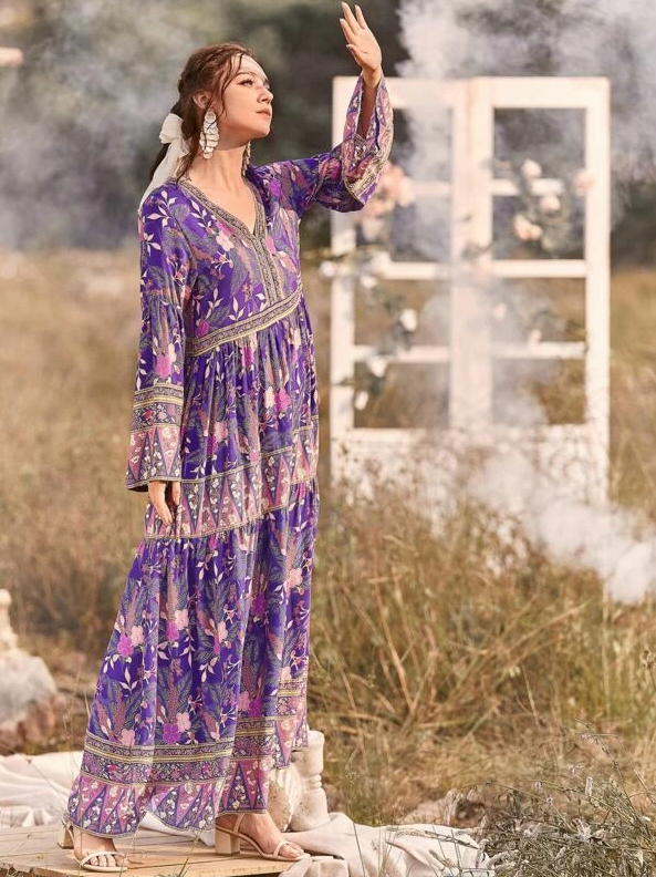 Purple boho deals maxi dress