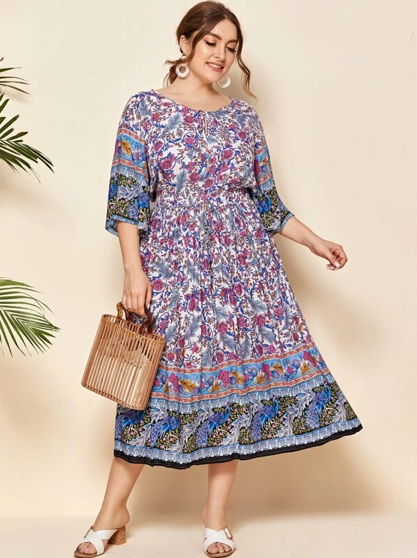 Plus Size Boho Midi Dress - Boho Buys