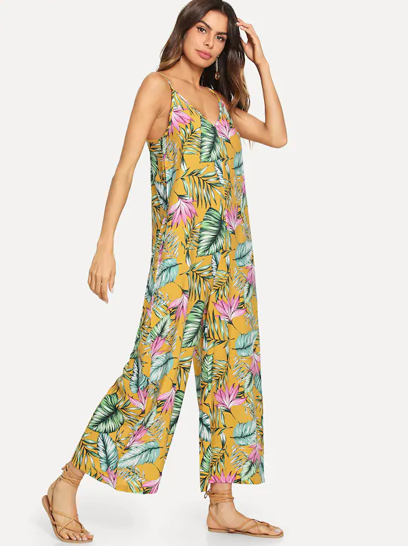 Palm Print Jumpsuit - Boho Buys