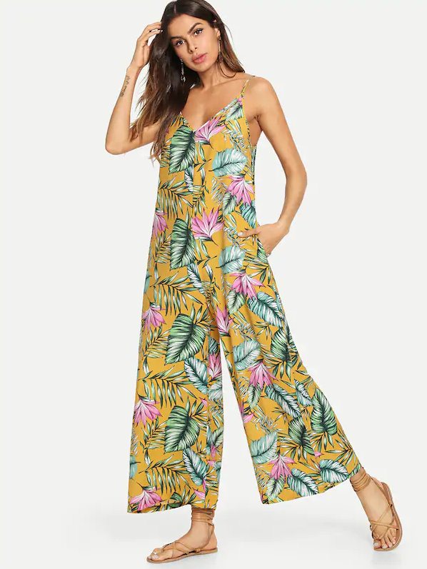 Palm Print Jumpsuit - Boho Buys