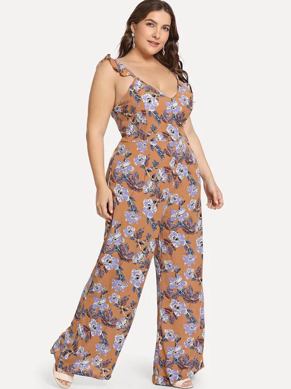 Plus Size Floral Print Jumpsuit - Boho Buys