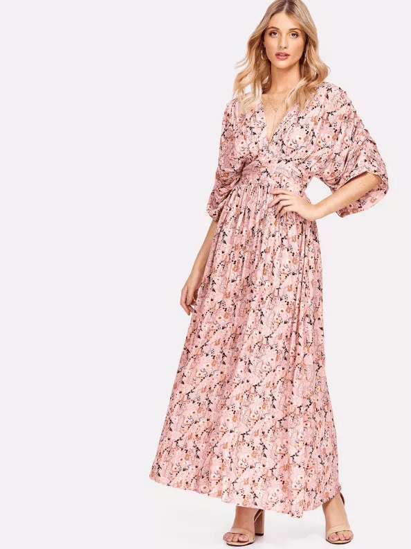 Pink Kimono Maxi Dress - Boho Buys