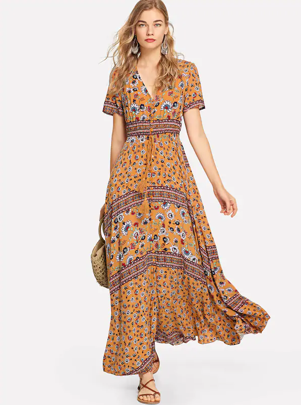 Boho Print Maxi Dress - Boho Buys